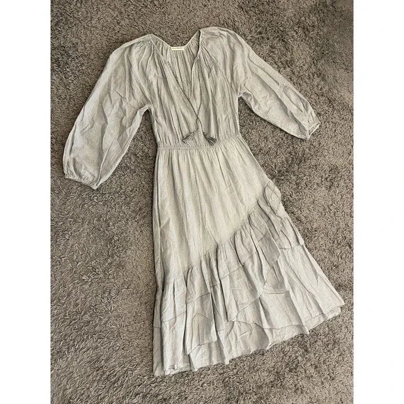 Ulla Johnson Oletha Dress In Gris Cotton Midi Size 6